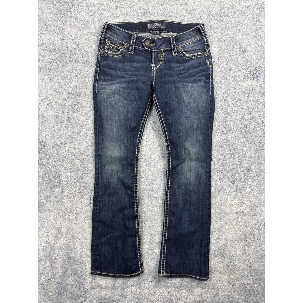 Silver Jeans Co Women 6P Dark Wash Tuesday Bootcut Embroidered Y2K Denim